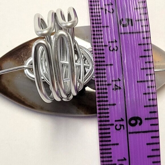 Natural Agate Statement Ring Adjustable Band Handmade Semi Precious Ring - Picture 7 of 10